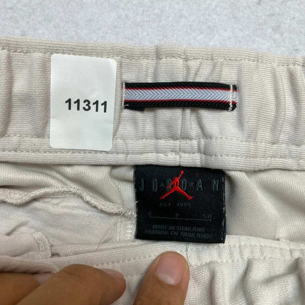 Jordan Flight Sweatpants Mens Small Beige Fleece Joggers Tapered Leg